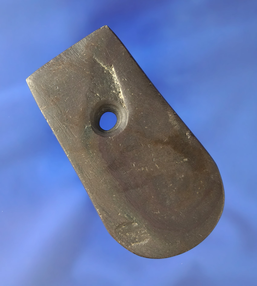 3 5/8" Keyhole Pendant made from brown slate found in Ohio. Ex. Jim Hovan collection.