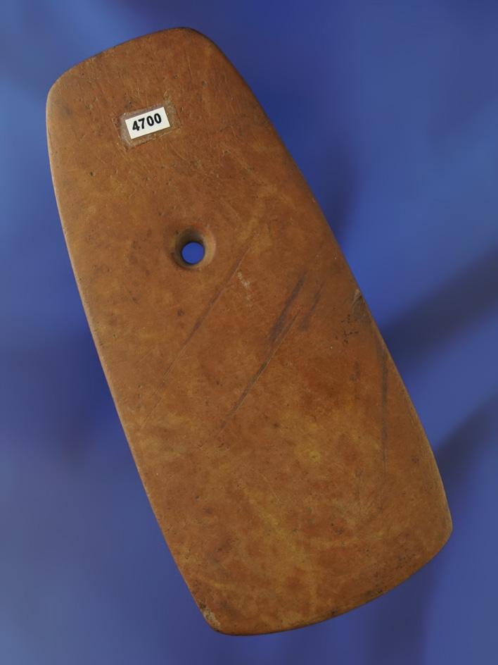 4 3/4" Pendant made from beautiful heavily patinated orange Slate. Found in Preble Co., Ohio.