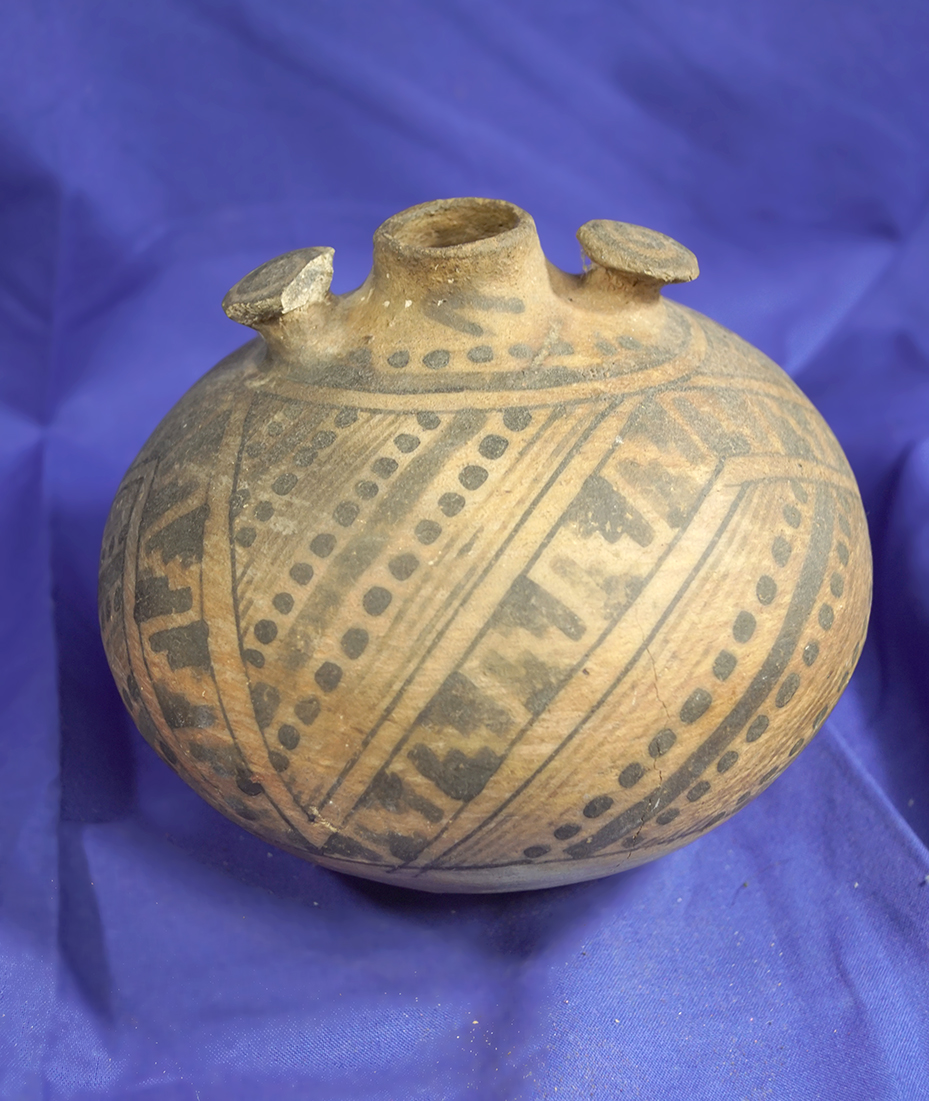 6 1/4" wide southwestern US water bottle with nice paint design.