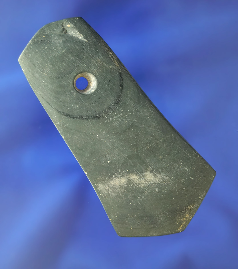 4 7/8" Pentagonal banded slate Pendant found in Ohio. Ex. Jim Hovan collection.  Bennett COA.