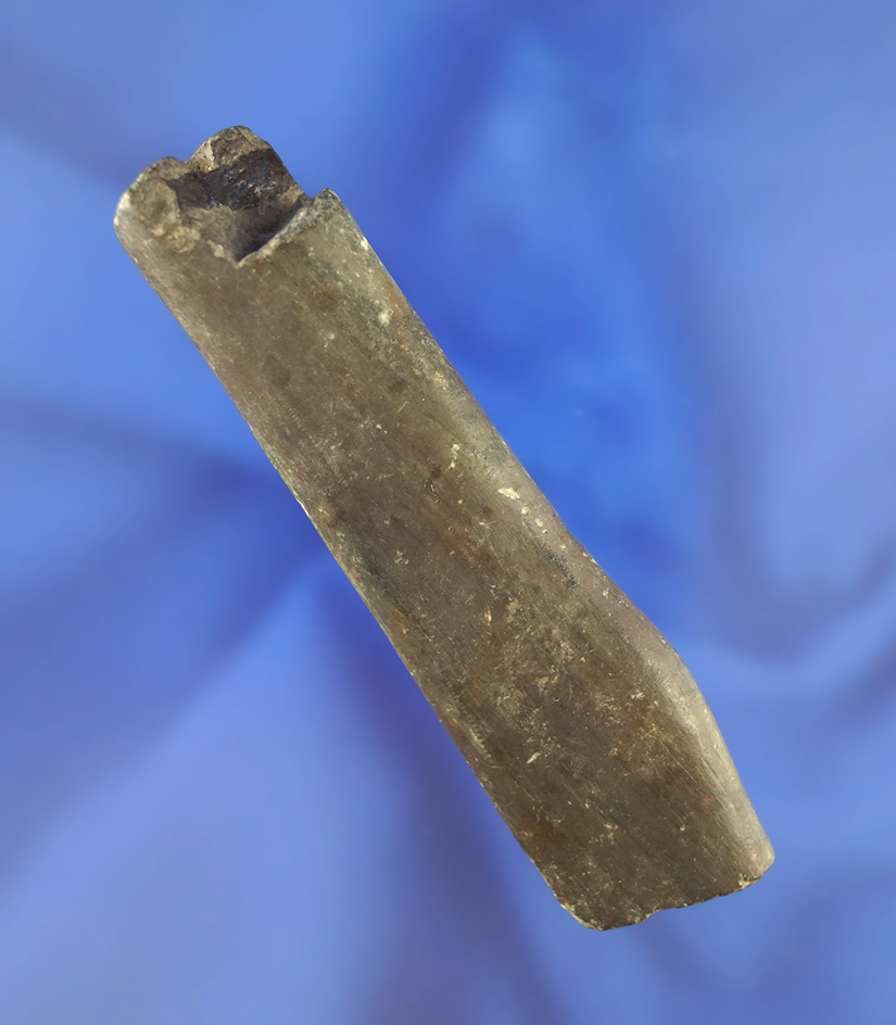 3 1/8" Bar Amulet made from banded slate -anciently salvaged at both ends - Wood Co.,  OH.
