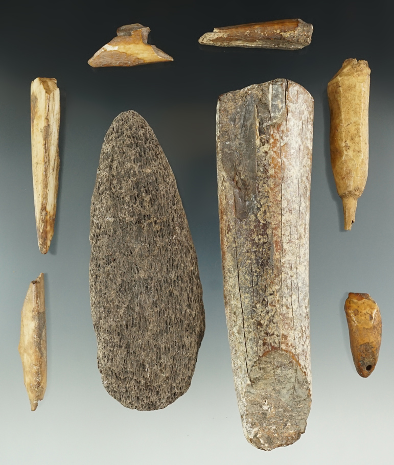 Group of eight Inuit artifacts found in Alaska, largest is 5 7/8".