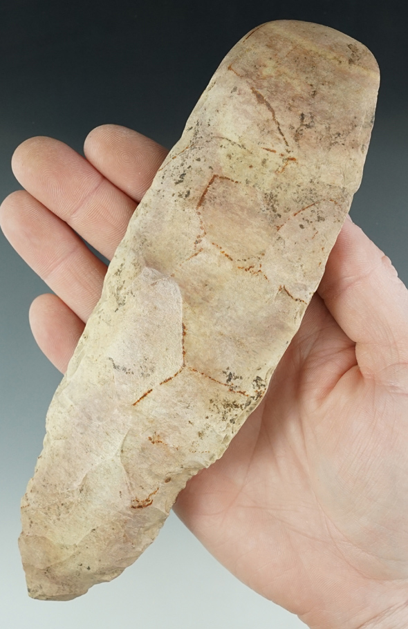 7 1/2" Flint Celt/Hoe found in Illinois.