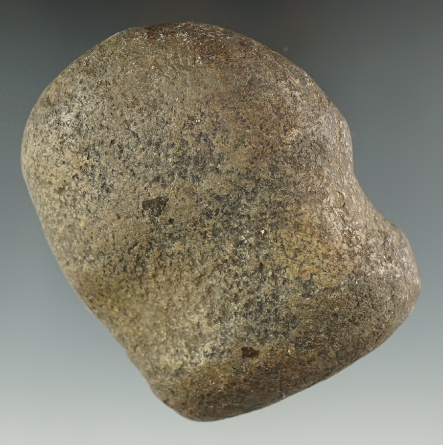 Classic style 3 3/16" long 3/4 Grooved Hammerstone found in Indiana near Black Creek.