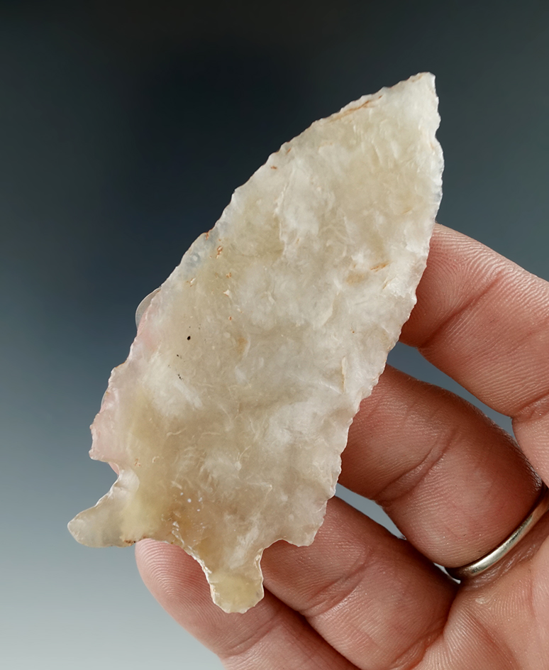 2 7/8" Oxbow made from Translucent White Chalcedony. Ex. Robert Roth.  Laramie Co., Wyoming.