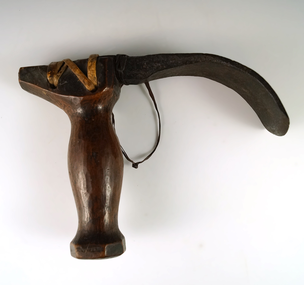 7 5/8" Wide native Handled Adze with a wood handle, metal blade from Oregon. Ex. Daryl Baker.