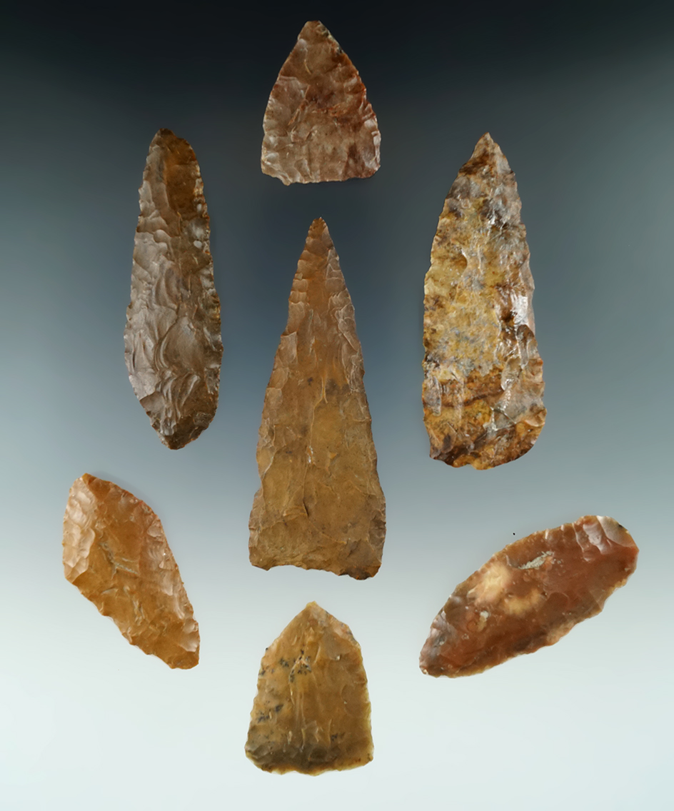 Set of seven Knives found in Nevada, largest is 3 3/16".