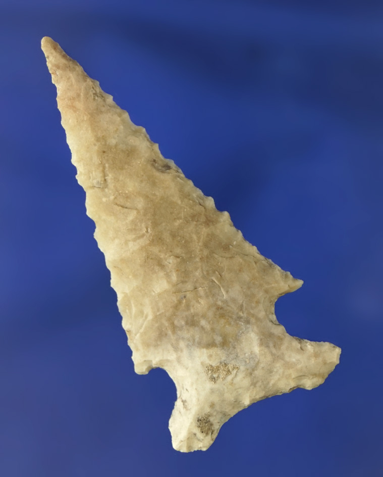 Nice basal style on this 2 1/4" Frio found in Texas. Ex. Wallace Culpepper, Ferrell collection.