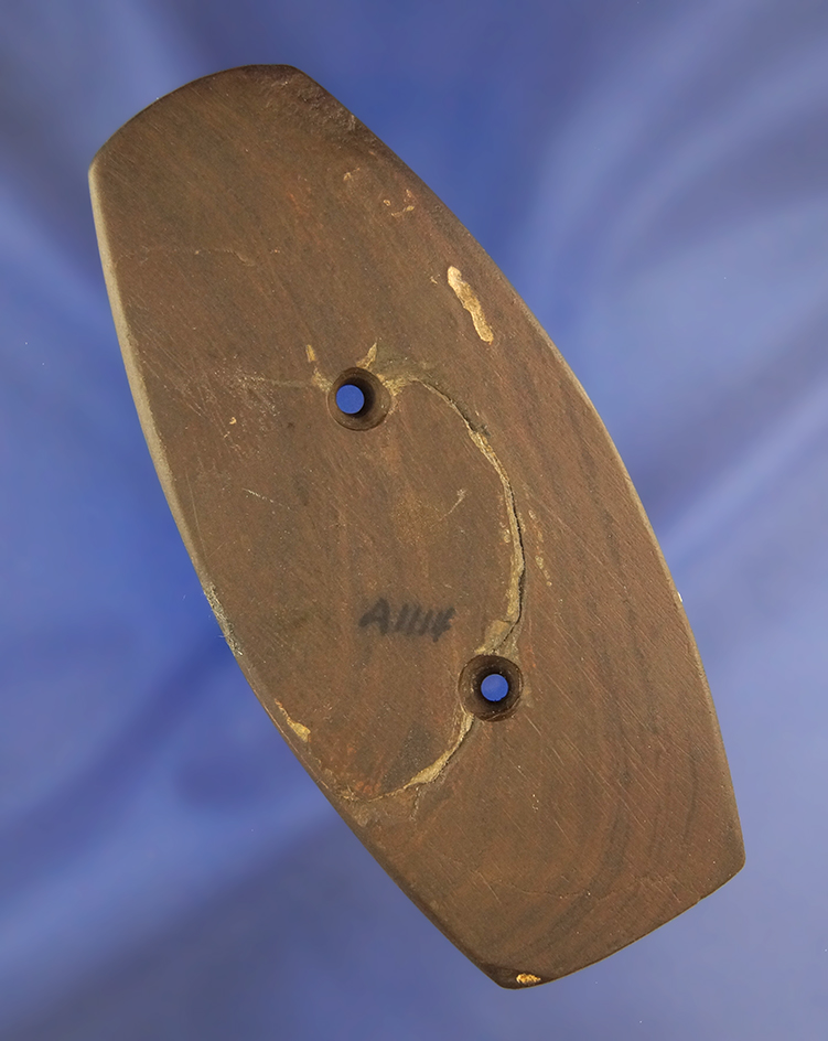 4 1/4" brown banded slate Gorget found in Ohio.