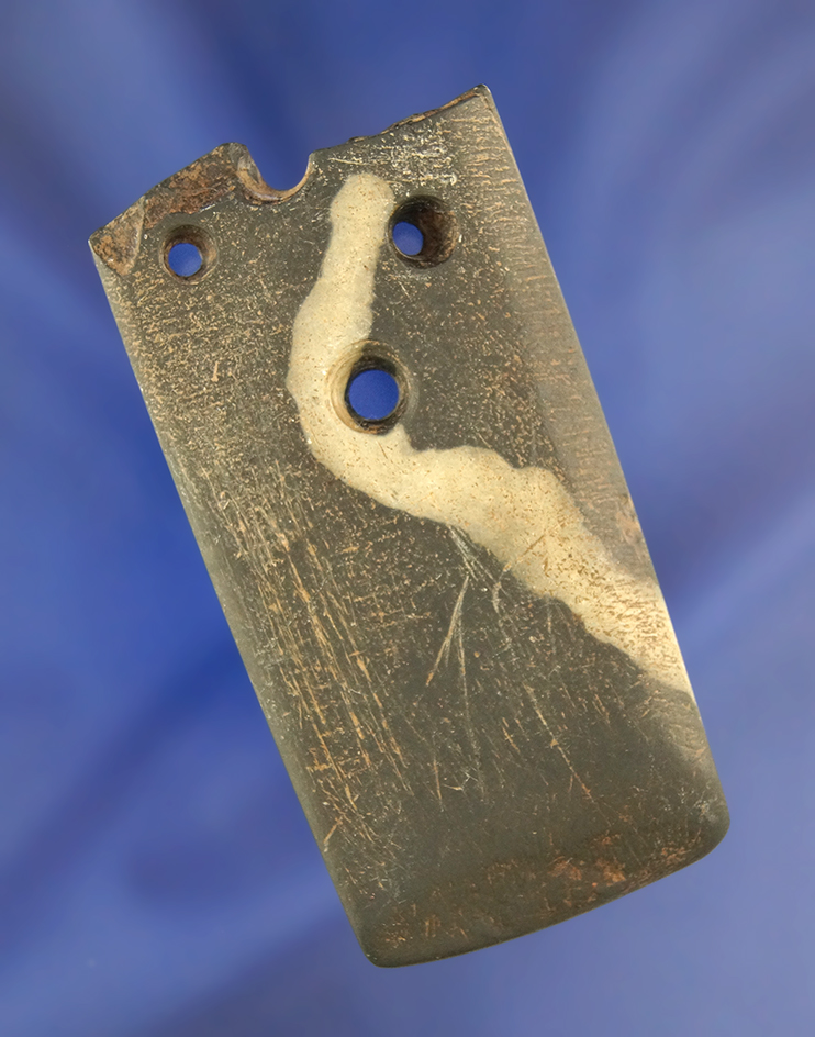 Unique 2 15/16" anciently salvaged slate Gorget  found in Ohio.