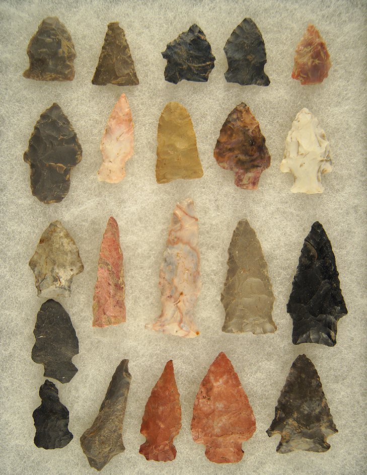 Set of 21 assorted Ohio Arrowheads and Drills, largest is 2 1/16".