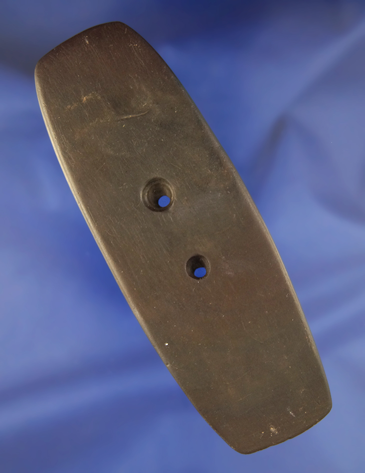 4 7/8" Banded Slate Gorget found in Wood Co., Ohio. Ex. Root #244s.