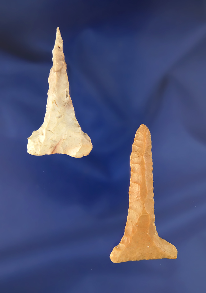 Pair of T-Drills, largest is 2 1/8". Found in Pickaway Co., Ohio. Ex. Hooks Collection.