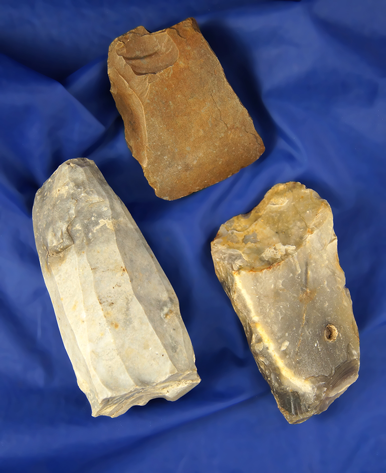 Set of 3 Flint Artifacts from Northern Europe, largest is 4 5/8".