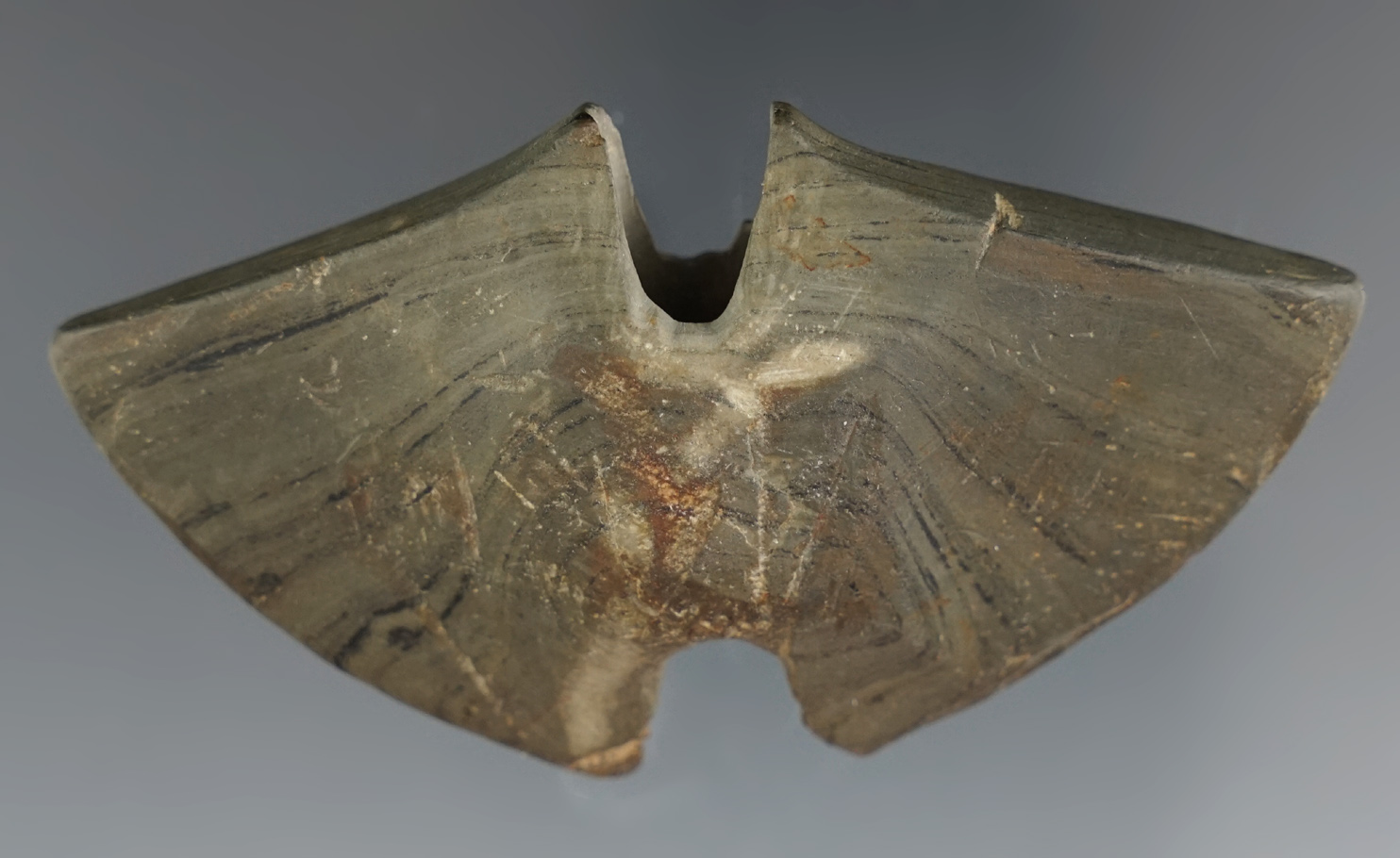 3 3/8" Miniature Double Notched Butterfly Banner with great symmetry and form.  Ohio.