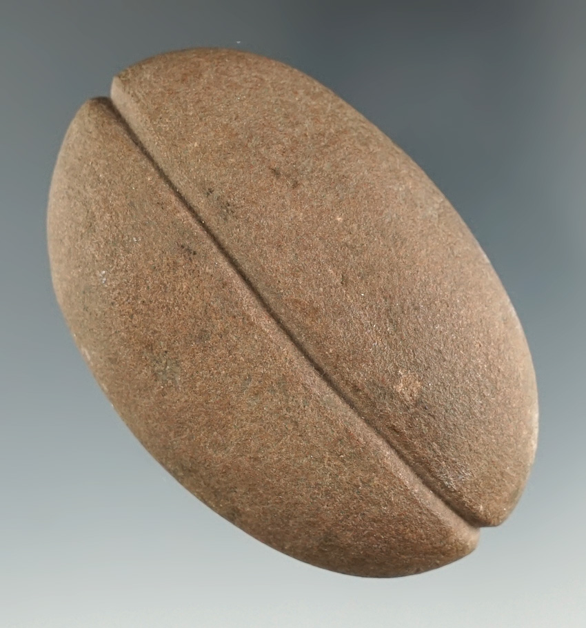 2 1/2" Grooved Loafstone found in Licking Co., Ohio.