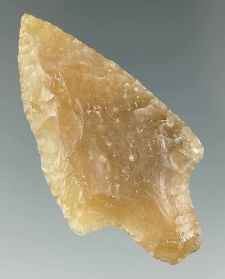 2 9/16" Newnan point made from beautiful highly translucent material. Found in Florida.