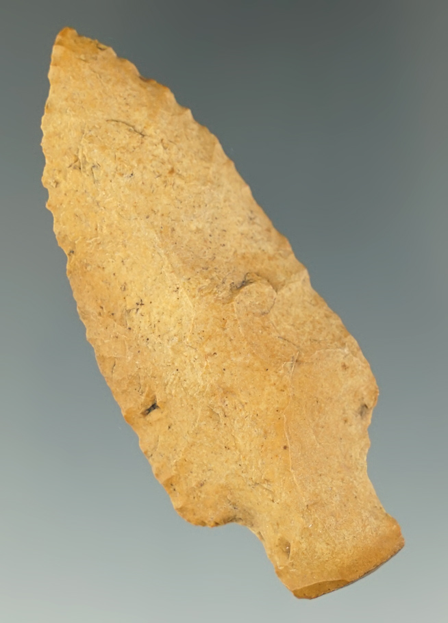 2 11/16" Well patinated Stemmed Point found in the 1970's by Eric Sowa in Florida. Ex. Layshock