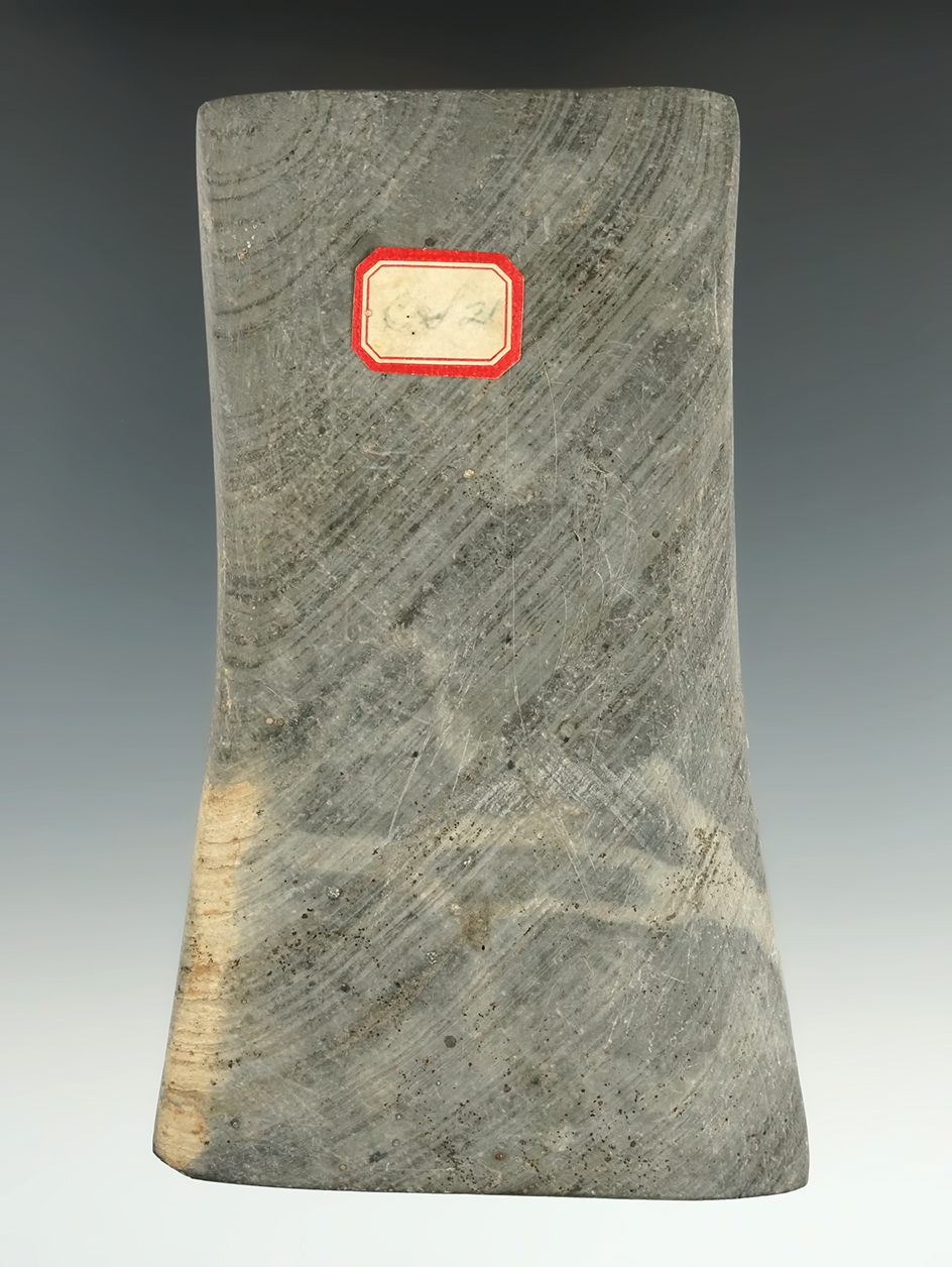 4 7/8" Undrilled Bi-Concave Tablet made from banded Slate found in Michigan.