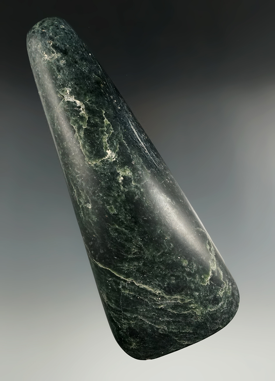 Beautiful material! 8" by 2 3/4" Stone Celt found in Taritath Valley, New Guinea.
