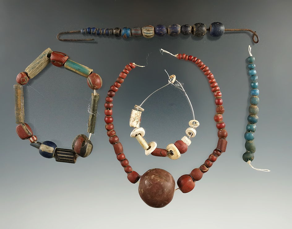Group of various assorted trade and shell beads found in New York.