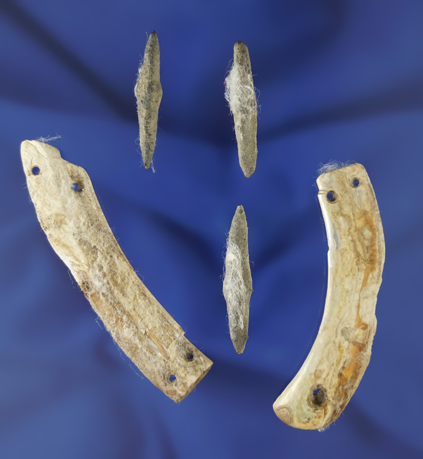 Nice set of Nose Pins and Shell Ornaments found near Fort Rock Oregon. Largest is 2 1/8" long.