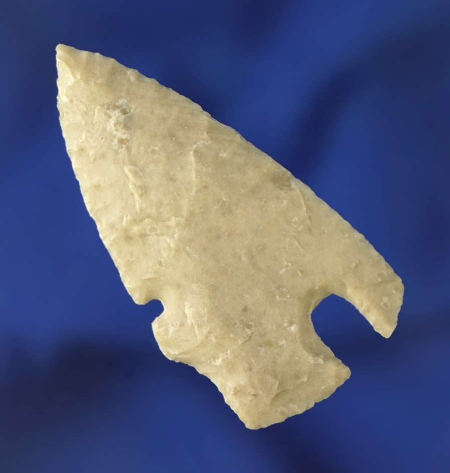 Classic style 1 3/4" thin and well flaked Charcos point found in the southern New Mexico area.