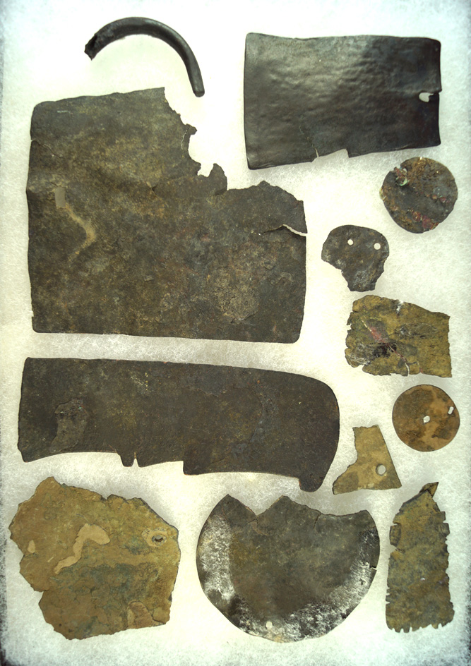 Group of 12 assorted metal trade items recovered at a site near the Columbia River, largest is 5 1/4