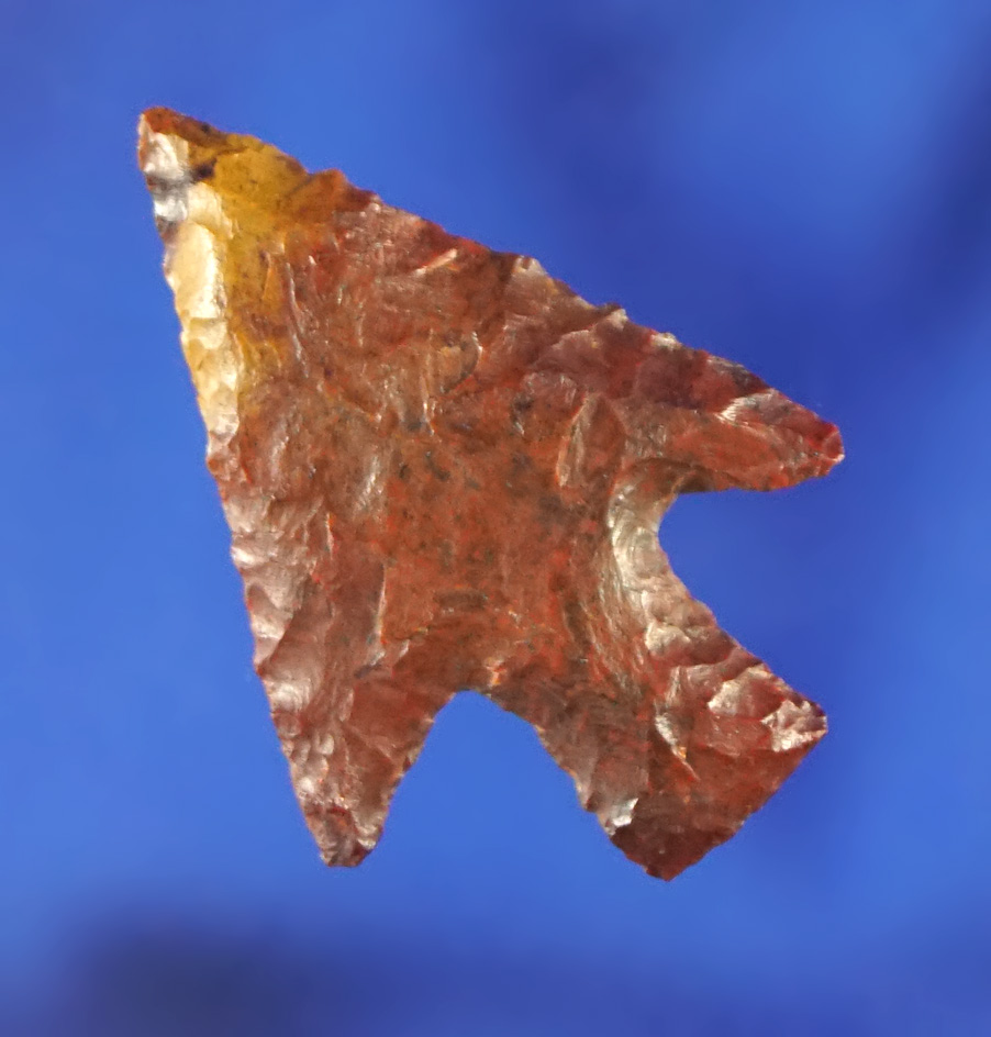 1" beautifully colored Jasper Stem Point found near the Columbia River, Washington.