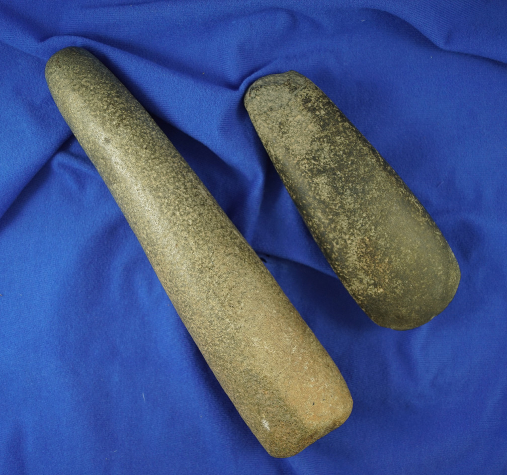 Pair of Columbia River stone tools including a stone pestle/maul and a well shaped 7 3/16" stone Cel