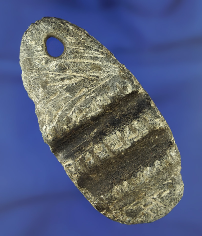 Nice artifact! 3 5/8" Chumash shaft straightener/polisher nicely made from steatite - California.