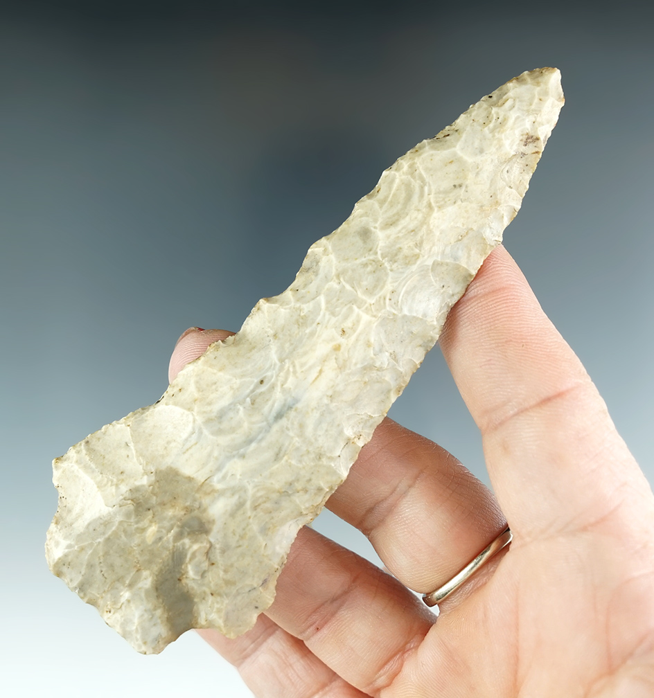 4 3/8" Archaic stemmed Knife found near the Tennessee River, Alabama.