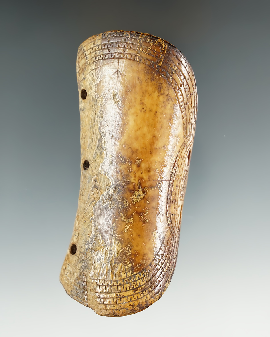 Exceptionally ornate! 3 3/4" Inuit bone arm band with beautiful incised design made from ivory.