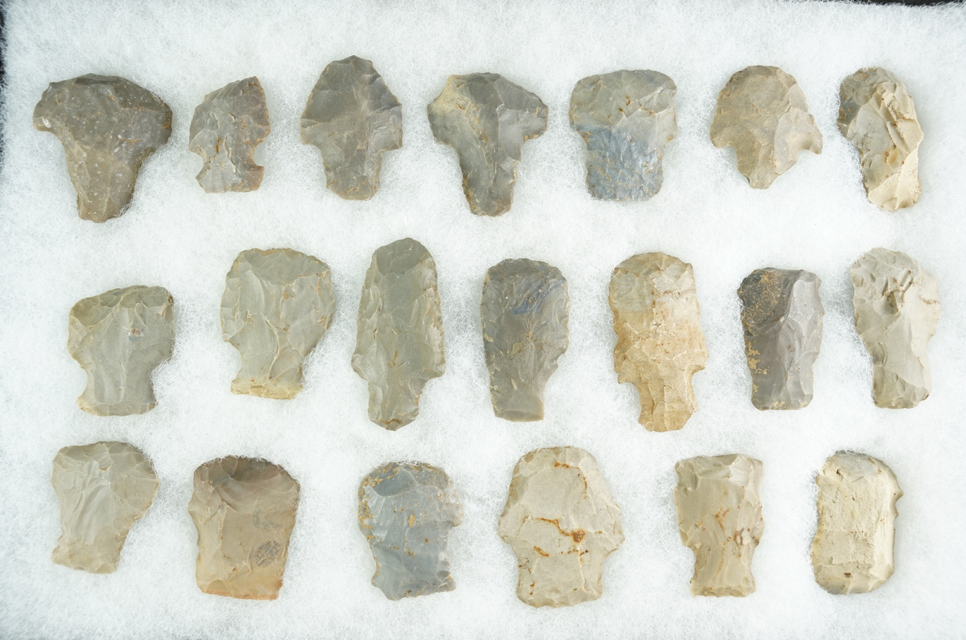 Group of 20 large notch scrapers found in Scioto and Adams Co., Ohio. Largest is 2 1/2".