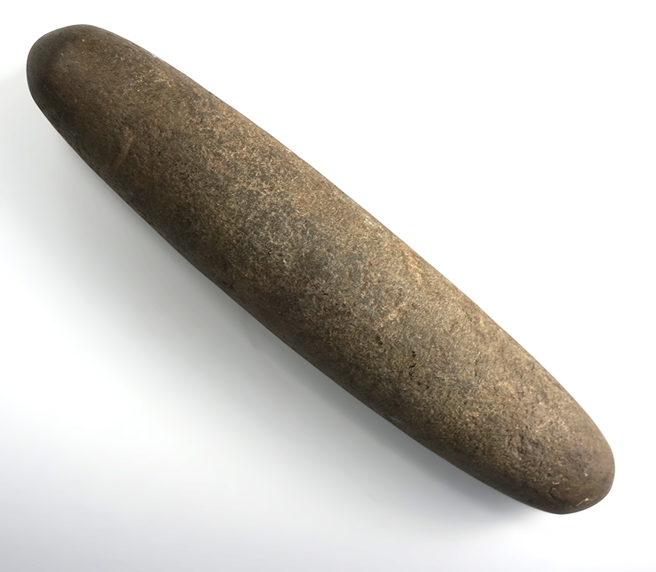 Large 12 3/8" Roller Pestle found in Lenawee Co., Michigan.