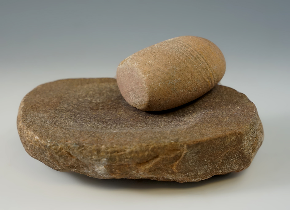 5 1/4" Mortar with grinding Pestle found by Syl Egan in Arizona.