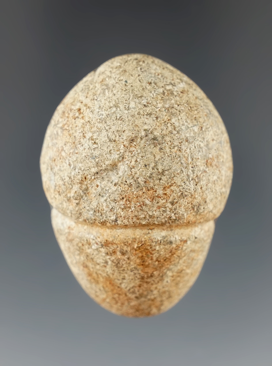 1 3/4" Center Grooved Acorn style Plummet found in Ohio. Ex. John Reddon, D. Link collections.