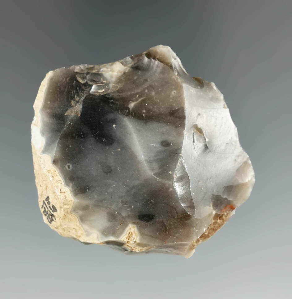 1 15/16" Flint Scraper found near Farnham, Hampshire,  England.  Ex. Henry S. Taylor, Bill Marano.