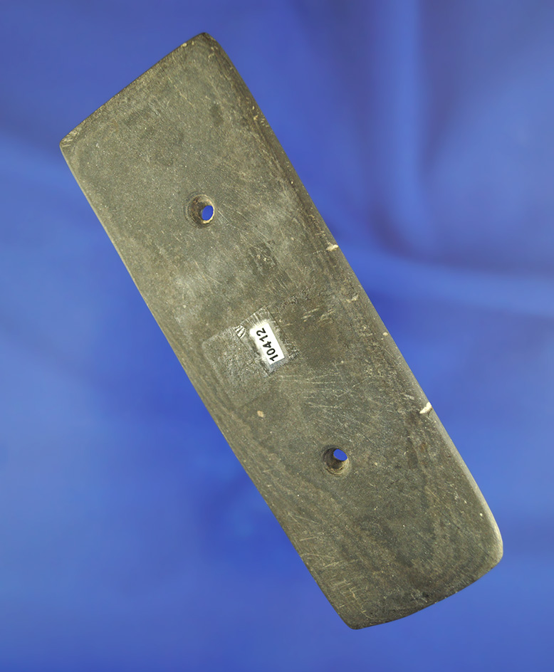 5" Rectangular Gorget found in Indiana is very heavily patinated in very nice condition.