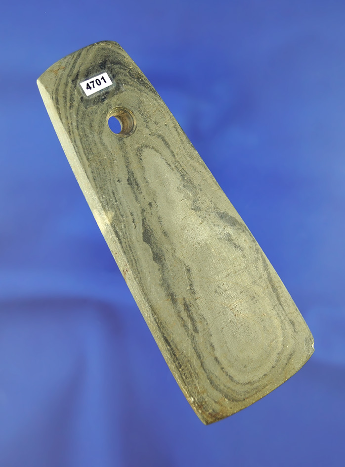 4 3/16" nicely patinated trapezoidal Pendant found in Montgomery Co.,  Ohio. Ex. McNeil.