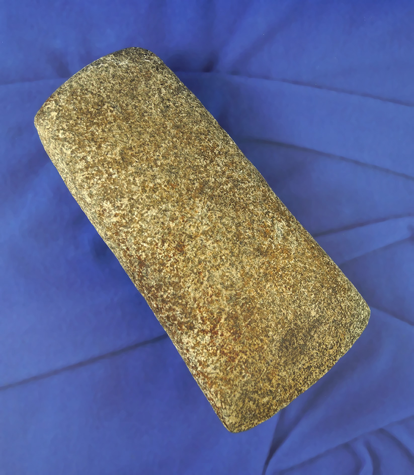 Nicely flared bit on this 4 1/2" Hardstone Celt found in Michigan. Good use polished to bit area.