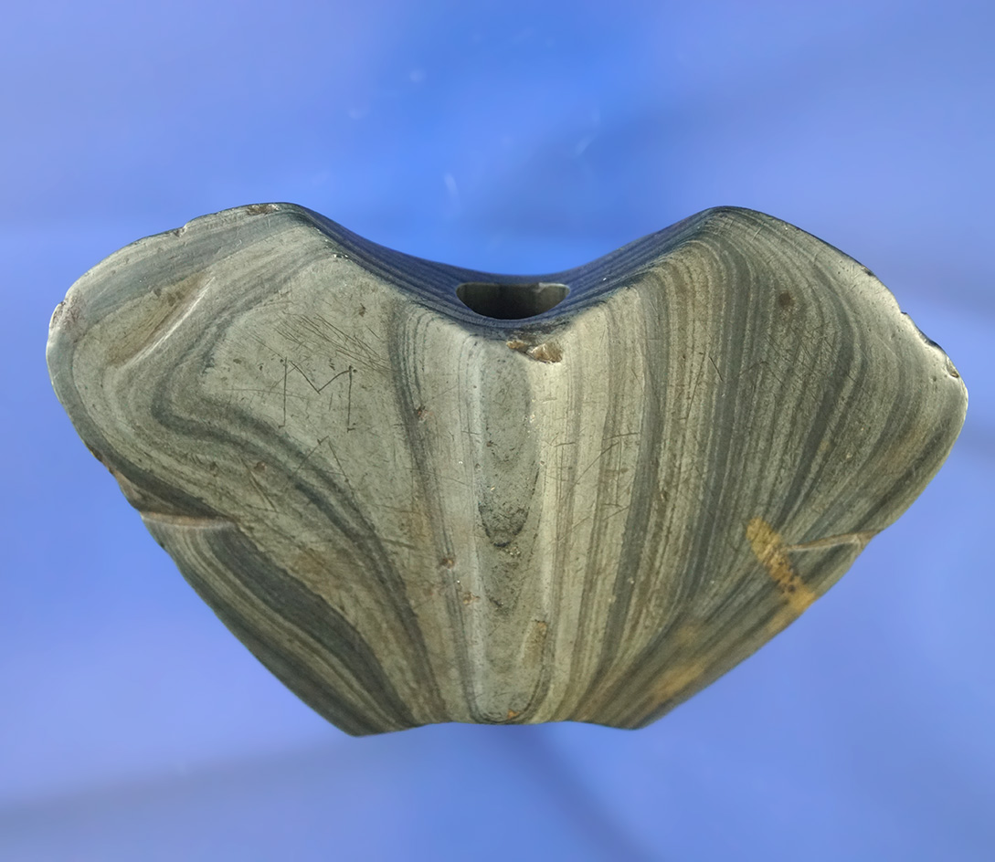 4" Long by 2 1/2" Wide Winged Bannerstone found in Columbia Station, Ohio. Davis COA.