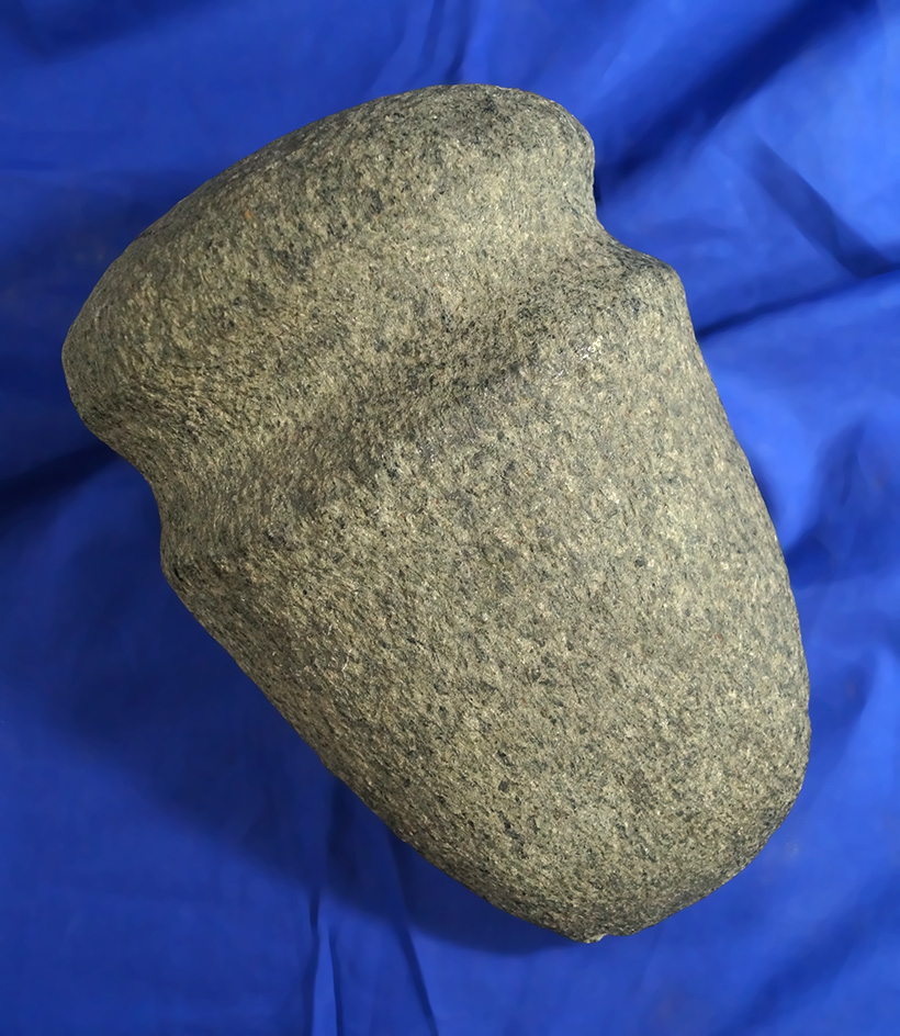 Large and well styled 7 3/4" long by 5" wide full grooved archaic axe found - Ohio. - Bennett COA.