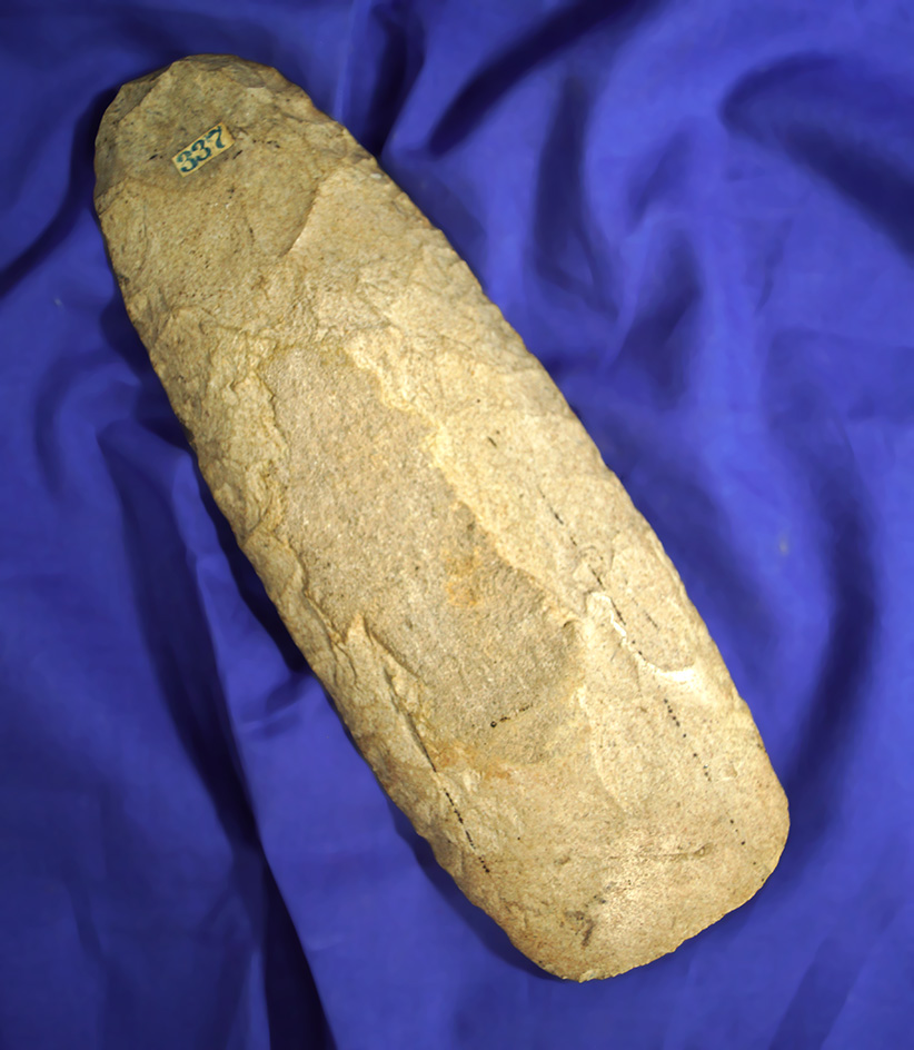 Very thin exceptionally well made 8 1/8" Mississippian Flint Adze made from Mill Creek chert COA