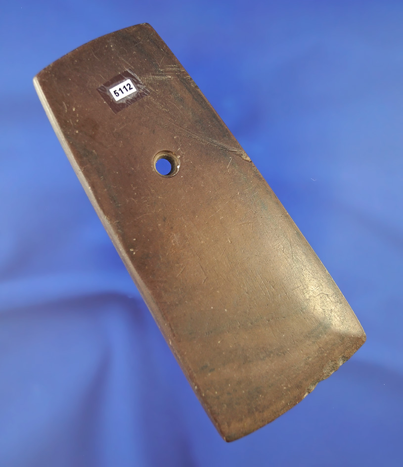 4 3/4" brown slate Pendant that is nicely patinated found in Paulding Co.,  Ohio