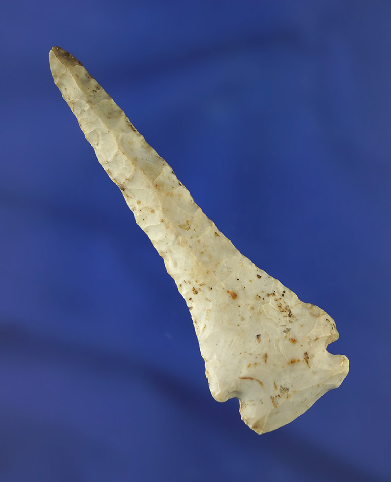 3 1/4" Dovetail Drill made from Flint Ridge Flint. Found in Clark Co., Ohio. Bennett COA.