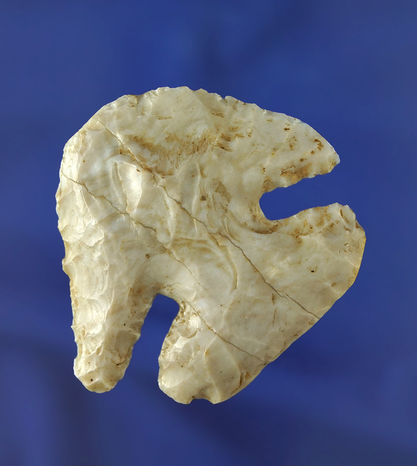 Large 2 1/4" wide Thebes Hafted Scraper made from Flint Ridge Flint found in Ohio.