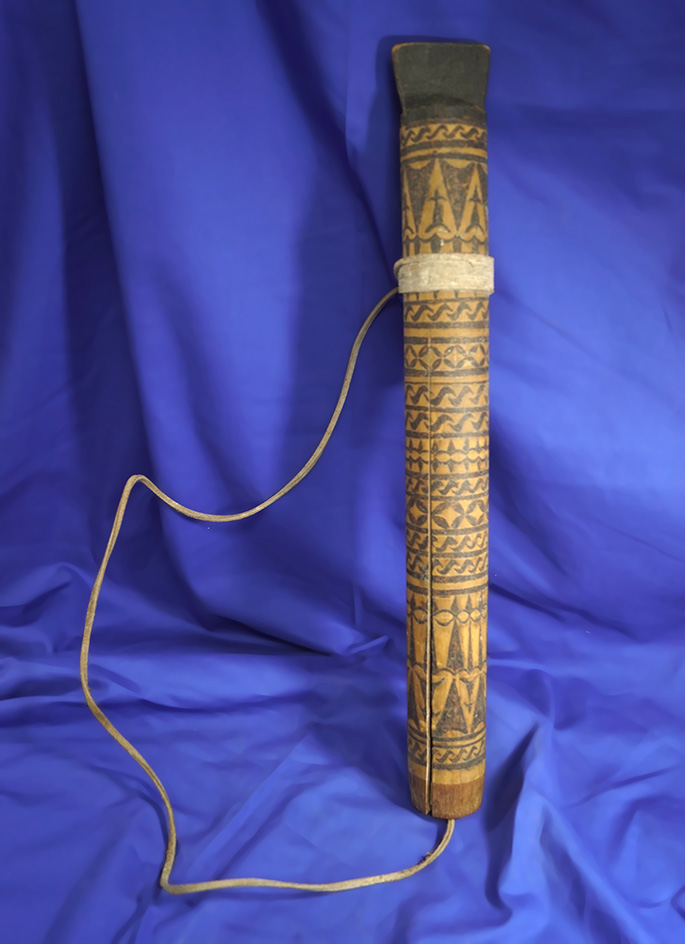 18 1/2"  very ornate highly decorated Island Culture dart quiver made from bamboo