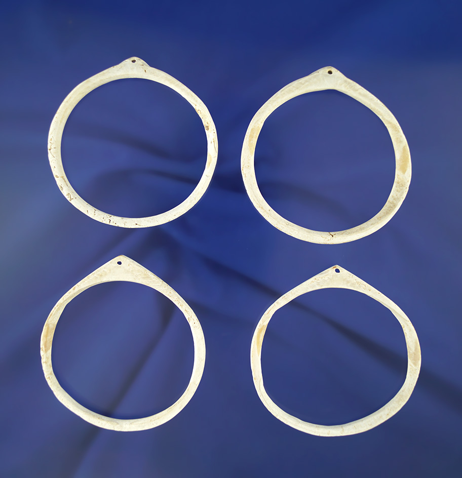 Set of four Anasazi shell bracelets found at the Curtis site, Safford Arizona. All around 2 3/4".