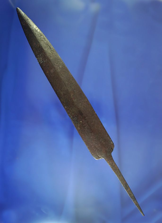 Beautifully patinated, 12 7/8" iron trade spear. Ex. David Bogle.  Jackson COA.